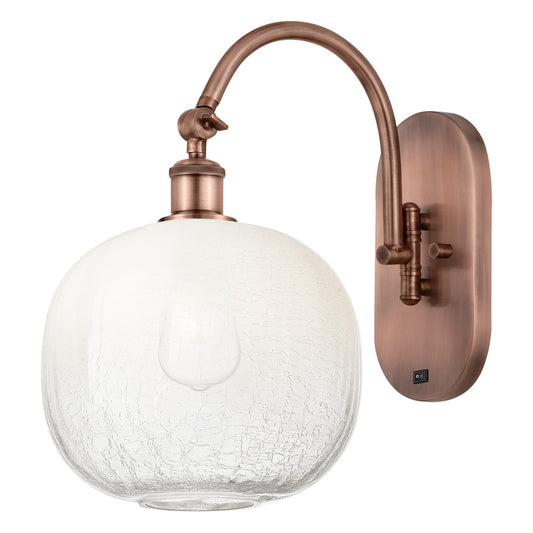 Innovations Brookhaven Sphere 10.5in 1-Light Wall Sconce | Industrial Antique Copper and Opal Glass | Living Room & Dining | Model 918-1W-AC-G481-10OP