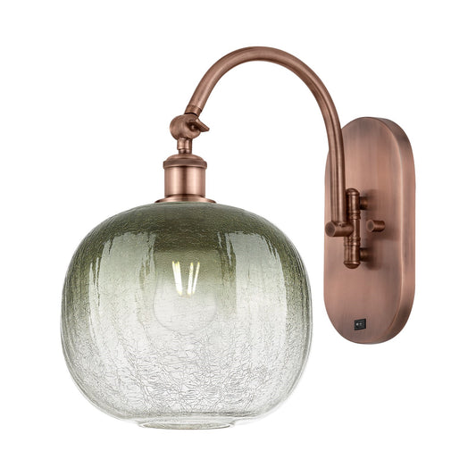 Innovations Brookhaven Sphere 10.5in 1-Light Wall Sconce | Industrial Antique Copper and Slate Glass | Hallway & Bathroom | Model 918-1W-AC-G481-10SL