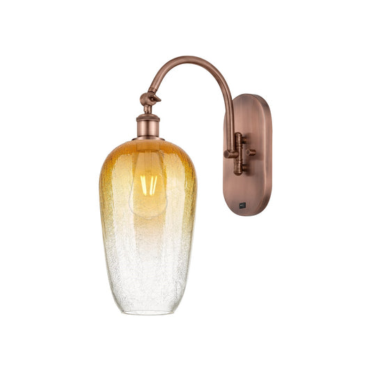 Innovations Brookhaven Flute 7in 1-Light Wall Sconce | Industrial Antique Copper and Amber Glass | Hallway & Bedroom Accent | Model 918-1W-AC-G484-7AM