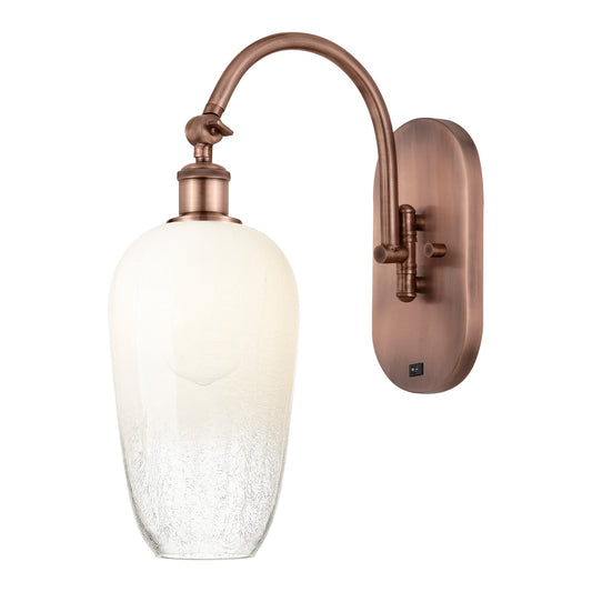 Innovations Brookhaven Flute 7in 1-Light Wall Sconce | Industrial Antique Copper and Opal Glass | Hallway & Bedroom Accent | Model 918-1W-AC-G484-7OP
