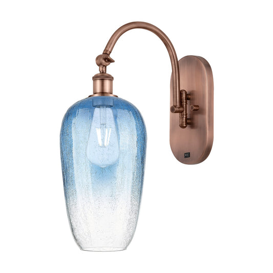 Innovations Brookhaven Flute 7in 1-Light Wall Sconce | Industrial Antique Copper Steel and Sapphire Blue Glass | Bedroom & | Model 918-1W-AC-G484-7SB