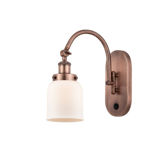 Innovations Bell 5in 1-Light Swing Arm Lamp | Industrial Antique Copper Steel and Matte White Glass | Bedroom Reading & Living Room | Model 918-1W-AC-G51