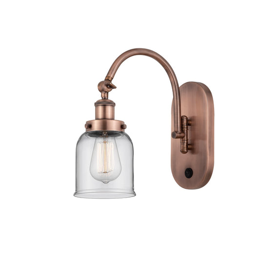 Innovations Bell 5in 1-Light Swing Arm Lamp | Industrial Antique Copper Steel and Clear Glass | Bedroom & Living Room Reading Light | Model 918-1W-AC-G52