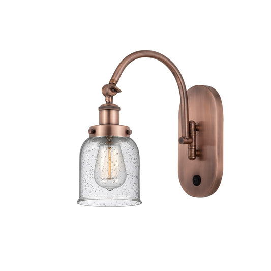 Innovations Bell 1-Light Swing Arm Wall Sconce | Industrial Antique Copper Steel and Seedy Glass | Bedroom & Living Room Reading | Model 918-1W-AC-G54-LED