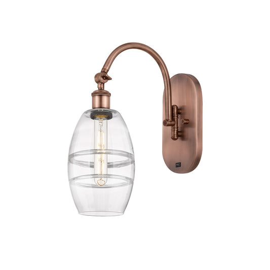 Innovations Vaz 6in 1-Light Wall Sconce | Industrial Antique Copper Steel and Clear Glass | Bedroom & Hallway Accent | Model 918-1W-AC-G557-6CL