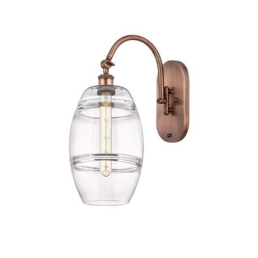 Innovations Vaz 8in 1-Light Wall Sconce | Industrial Antique Copper Steel and Clear Glass | Bedroom & Hallway Accent | Model 918-1W-AC-G557-8CL