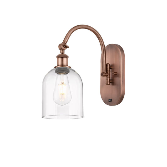 Innovations Bella 5.5in 1-Light Wall Sconce | Industrial Antique Copper Steel and Clear Glass | Bedroom & Hallway Accent | Model 918-1W-AC-G558-6CL