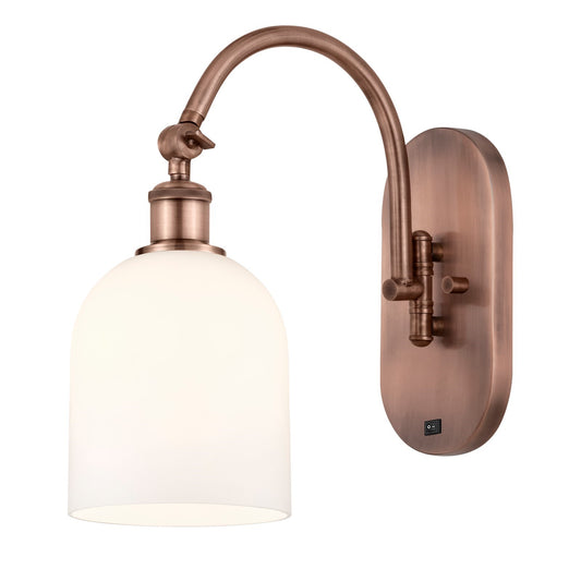 Innovations Bella 6in 1-Light Wall Sconce | Industrial Antique Copper and White Glass | Bedroom & Hallway Accent Light | Model 918-1W-AC-G558-6GWH