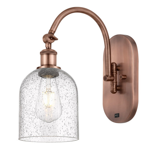 Innovations Bella 6in 1-Light Wall Sconce | Industrial Antique Copper and Seedy Glass | Bedroom & Hallway Accent Light | Model 918-1W-AC-G558-6SDY