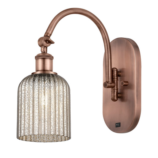 Innovations Bridal Veil 5in 1-Light Wall Sconce | Industrial Antique Copper and Mercury Ribbed Glass | Bedroom & Hallway Accent | Model 918-1W-AC-G559-5ME