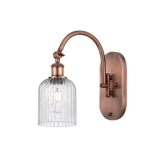 Innovations Bridal Veil 5in 1-Light Wall Sconce | Industrial Antique Copper and Seedy Ribbed Glass | Bedroom & Hallway Accent | Model 918-1W-AC-G559-5SDY