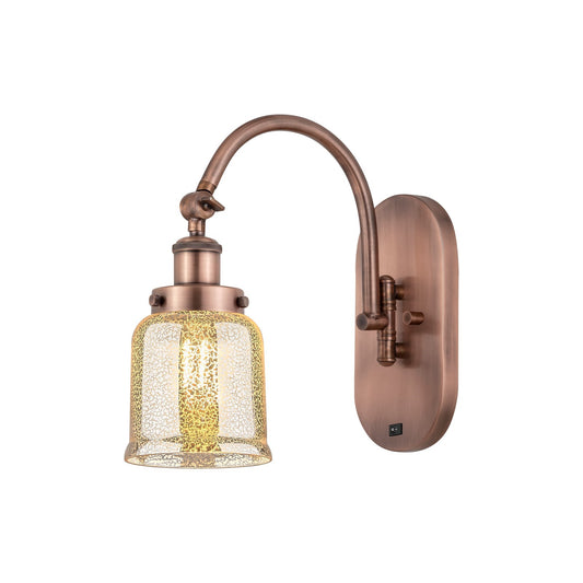 Innovations Bell 5in 1-Light Swing Arm Lamp | Traditional Antique Copper and Silver Plated Mercury Glass | Living Room & Bedroom | Model 918-1W-AC-G58