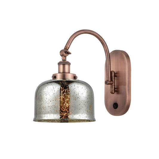 Innovations Bell 8in 1-Light Swing Arm Lamp | Traditional Farmhouse Antique Copper and Silver Plated Mercury Glass | Bedroom & | Model 918-1W-AC-G78