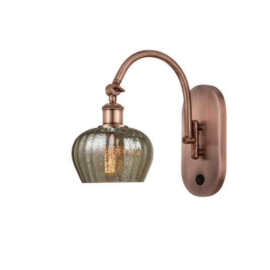 Innovations Fenton 1-Light Wall Sconce | Industrial Antique Copper Steel and Mercury Ribbed Glass | Bedroom & Hallway Accent | Model 918-1W-AC-G96