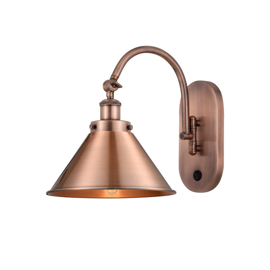 Innovations Briarcliff 10in 1-Light Swing Arm Lamp | Industrial Antique Copper Steel and Metal Shade | Damp Rated Bedroom Reading | Model 918-1W-AC-M10-AC