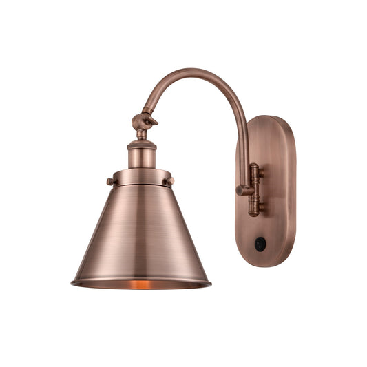 Innovations Appalachian 8in 1-Light Swing Arm Lamp | Industrial Antique Copper Steel and Cast Brass with Antique Copper Metal | Model 918-1W-AC-M13-AC-LED