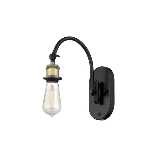 Innovations Halophane 4.5in 1-Light Swing Arm Lamp | Industrial Black Antique Brass | Bedroom Reading & Living Room Accent | 4.5 x 11 in | Model 918-1W-BAB
