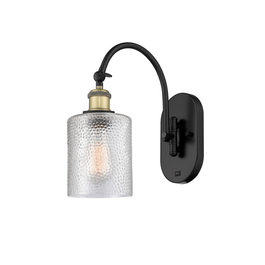 Innovations Cobbleskill 5in 1-Light Wall Sconce | Industrial Black Antique Brass Steel and Clear Glass | Bedroom & Hallway Accent | Model 918-1W-BAB-G112