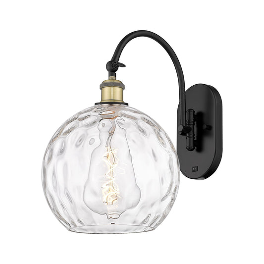 Innovations Athens Water Glass 10in 1-Light Wall Sconce | Industrial Black Antique Brass and Clear Glass | Bedroom & Hallway | Model 918-1W-BAB-G1215-10