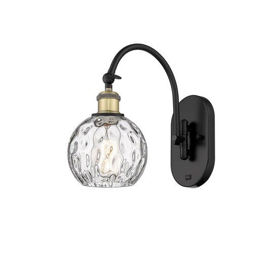 Innovations Athens Water Glass 6in 1-Light Wall Sconce | Industrial Black Antique Brass and Clear Glass | Bedroom & Hallway | Model 918-1W-BAB-G1215-6