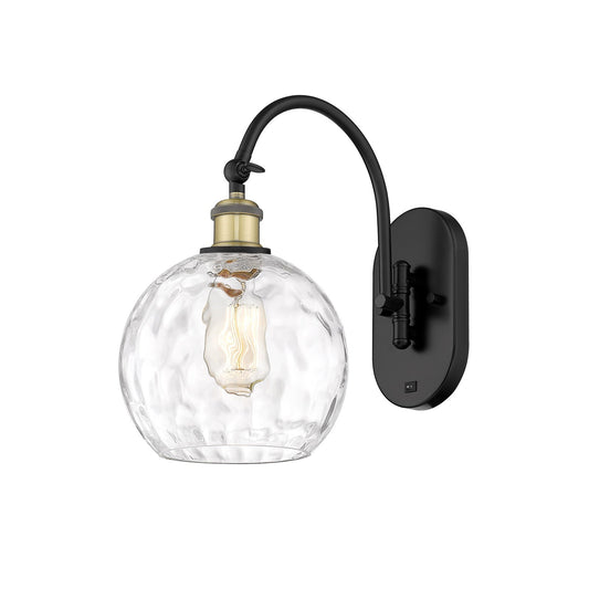 Innovations Athens Water Glass 8in 1-Light Wall Sconce | Industrial Black Antique Brass and Clear Glass | Bedroom & Hallway | Model 918-1W-BAB-G1215-8