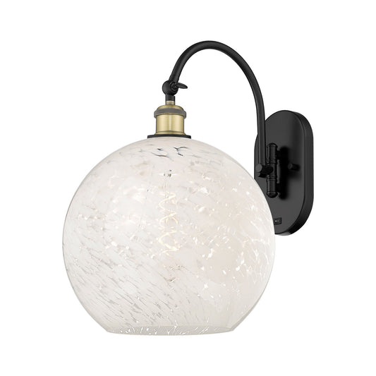 Innovations White Mouchette 12in 1-Light Wall Sconce | Industrial Black Antique Brass and White Mouchette Glass | Bedroom & | Model 918-1W-BAB-G1216-12WM