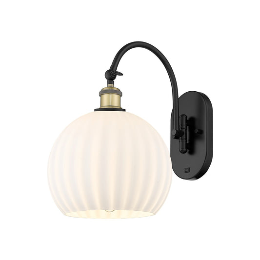Innovations Lighting Ballston 10in 1-Light Wall Sconce | Industrial Black Antique Brass and White Venetian Glass | Bedroom & | Model 918-1W-BAB-G1217-10WV