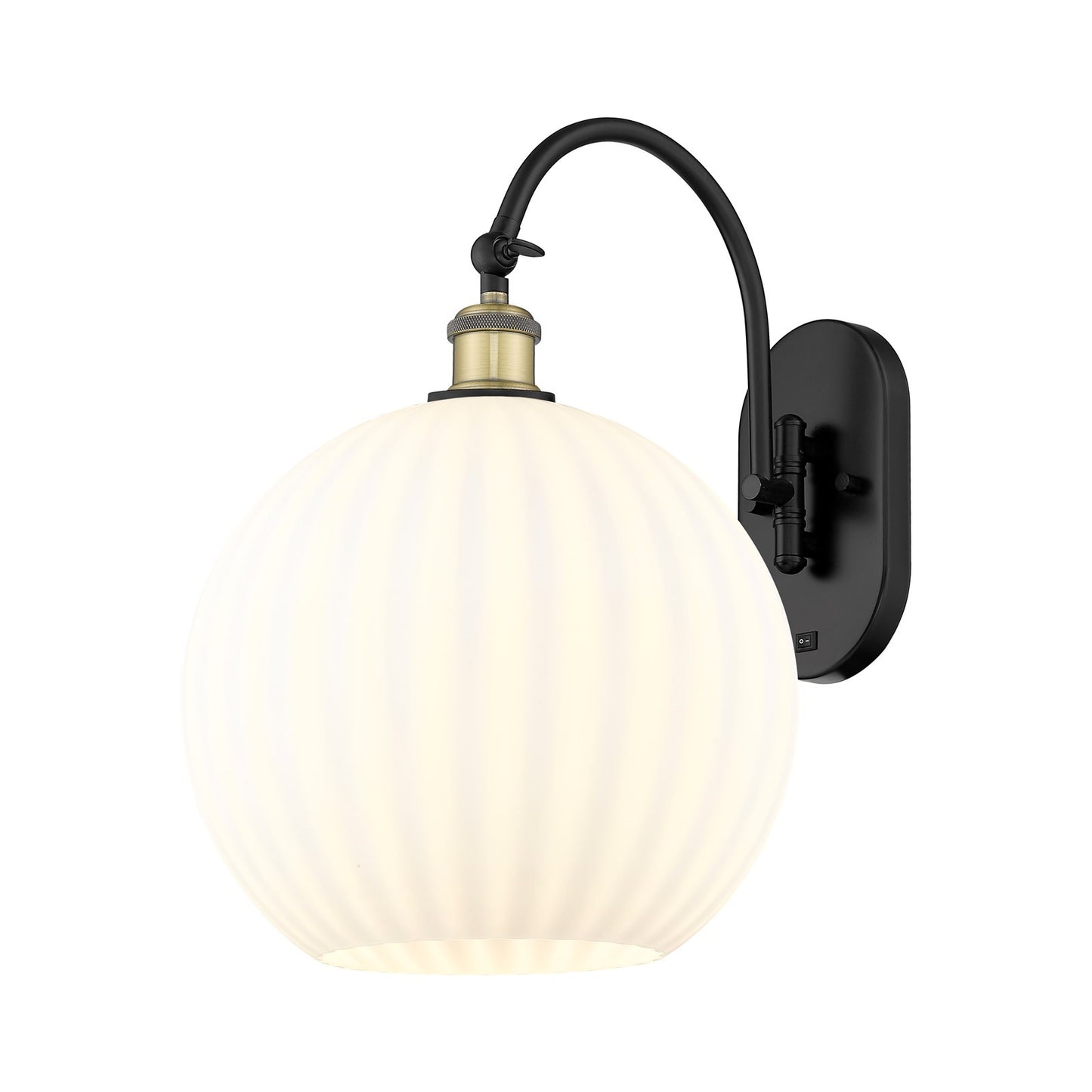 Innovations Lighting Ballston 12in 1-Light Wall Sconce | Industrial Black Antique Brass and White Venetian Glass | Bedroom & | Model 918-1W-BAB-G1217-12WV