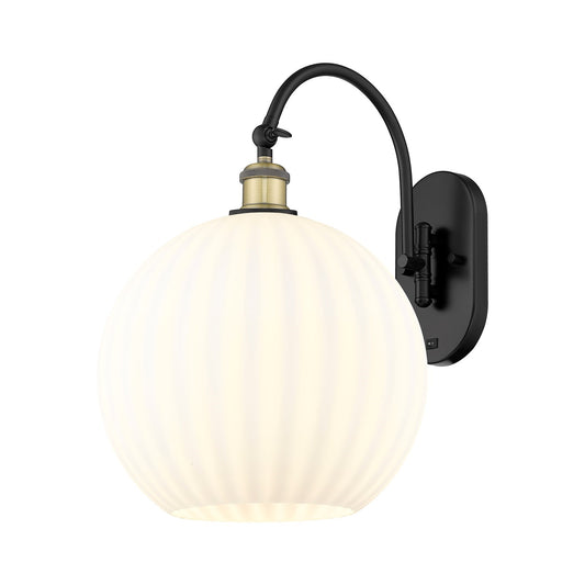 Innovations Lighting Ballston 12in 1-Light Wall Sconce | Industrial Black Antique Brass and White Venetian Glass | Bedroom & | Model 918-1W-BAB-G1217-12WV