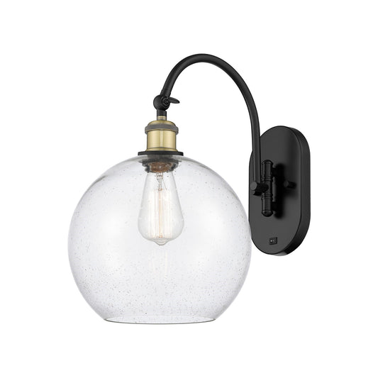 Innovations Athens 10in 1-Light Wall Sconce | Industrial Black Antique Brass and Seedy Glass | Hallway & Bathroom Accent | Model 918-1W-BAB-G124-10