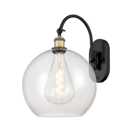 Innovations Athens 12in 1-Light Wall Sconce | Industrial Black Antique Brass and Seedy Glass | Hallway & Bathroom Accent | Model 918-1W-BAB-G124-12