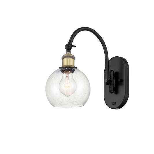 Innovations Athens 6in 1-Light Wall Sconce | Industrial Black Antique Brass and Seedy Glass | Hallway & Bathroom Accent | Model 918-1W-BAB-G124-6