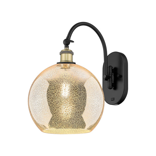 Innovations Athens 10in 1-Light Wall Sconce | Industrial Black Antique Brass and Mercury Glass | Bedroom & Hallway Accent | Model 918-1W-BAB-G128-10