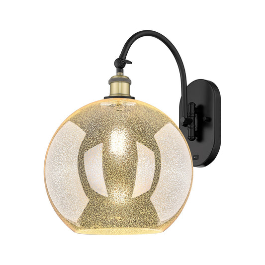 Innovations Athens 11.75in 1-Light Wall Sconce | Industrial Black Antique Brass and Mercury Glass | Bedroom & Hallway Accent | Model 918-1W-BAB-G128-12