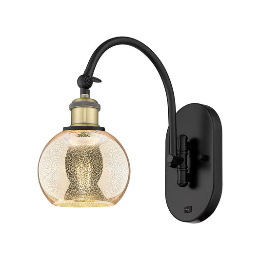 Innovations Athens 5.875in 1-Light Wall Sconce | Industrial Black Antique Brass and Mercury Glass | Bedroom & Hallway Accent | Model 918-1W-BAB-G128-6