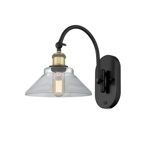 Innovations Orwell 8.375in 1-Light Wall Sconce | Industrial Black Antique Brass and Clear Glass | Bedroom & Hallway Accent | Model 918-1W-BAB-G132