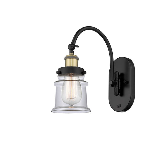Innovations Canton 7in 1-Light Swing Arm Lamp | Industrial Black Antique Brass and Clear Glass | Living Room & Bedroom Reading | Model 918-1W-BAB-G182S