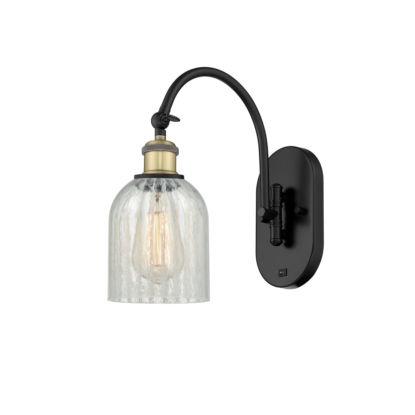 Innovations Caledonia 5in 1-Light Wall Sconce | Industrial Black Antique Brass and Mouchette Glass | Hallway Accent Light | Model 918-1W-BAB-G2511