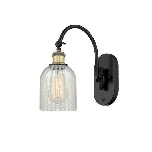 Innovations Caledonia 5in 1-Light Wall Sconce | Industrial Black Antique Brass and Mouchette Glass | Hallway Accent Light | Model 918-1W-BAB-G2511