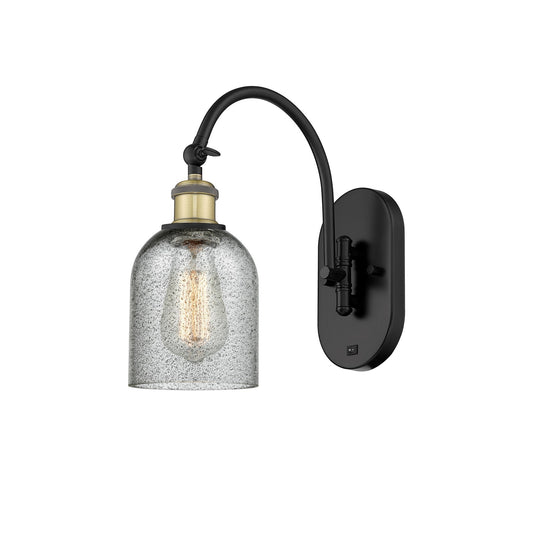 Innovations Caledonia 5in 1-Light Wall Sconce | Industrial Black Antique Brass and Charcoal Glass | Bedroom & Hallway Accent | Model 918-1W-BAB-G257