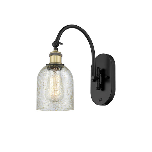 Innovations Caledonia 5in 1-Light Wall Sconce | Industrial Black Antique Brass and Mica Glass | Bedroom & Hallway Accent | Model 918-1W-BAB-G259