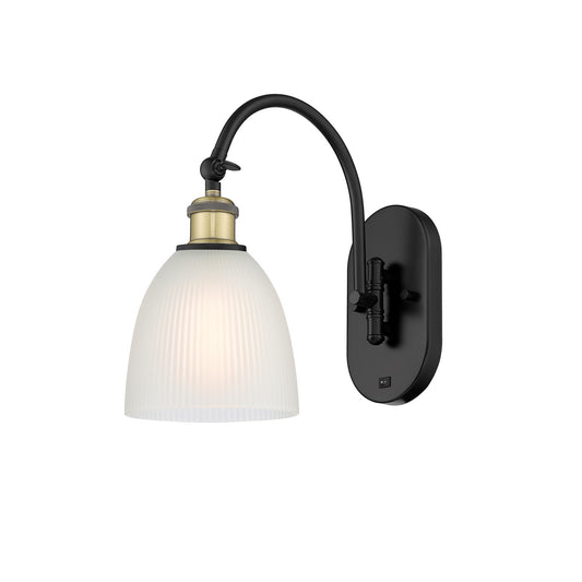 Innovations Castile 6in 1-Light Wall Sconce | Industrial Black Antique Brass and White Glass | Hallway & Bathroom Accent | Model 918-1W-BAB-G381