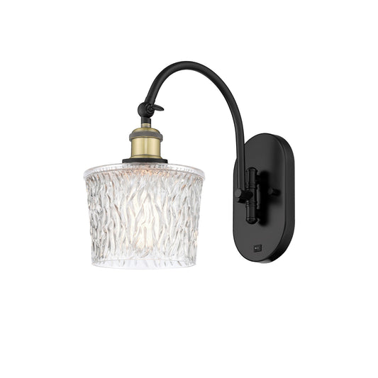 Innovations Niagara 6.5in 1-Light Wall Sconce | Industrial Black Antique Brass and Clear Textured Glass | Hallway & Bathroom | Model 918-1W-BAB-G402