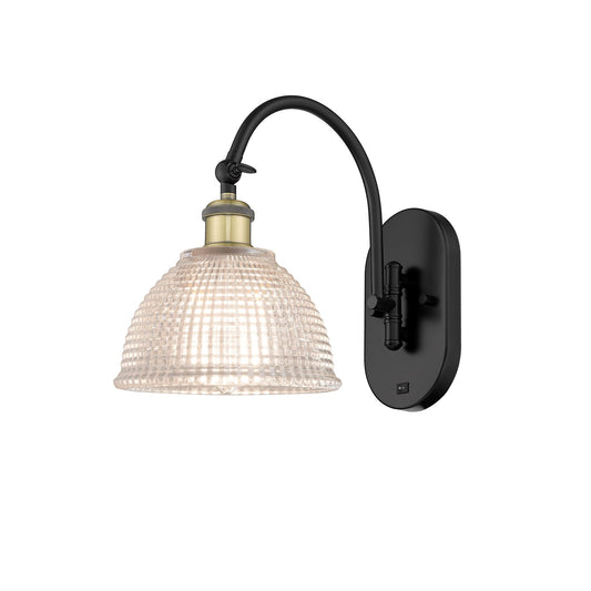 Innovations Arietta 8in 1-Light Wall Sconce | Industrial Black Antique Brass Steel and Clear Glass | Living Room & Hallway Accent | Model 918-1W-BAB-G422