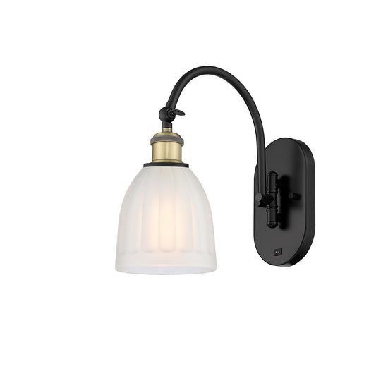 Innovations Brookfield 1-Light Wall Sconce | Industrial Black Antique Brass and White Frosted Glass | Hallway & Bathroom Accent | Model 918-1W-BAB-G441