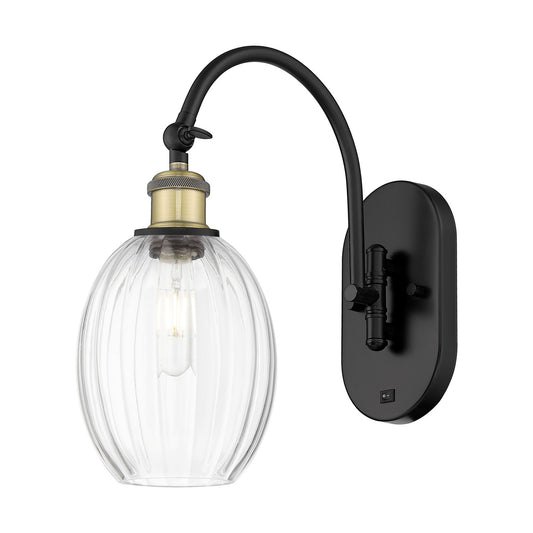 Innovations Preston Bulb 1-Light Wall Sconce | Industrial Black Antique Brass and Clear Globe Glass | Hallway & Bathroom | Model 918-1W-BAB-G459-6CL