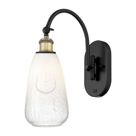 Innovations Brookhaven Almond 6in 1-Light Wall Sconce | Industrial Black Antique Brass and Opal Glass | Hallway & Bedroom | Model 918-1W-BAB-G480-6OP