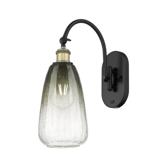 Innovations Brookhaven Almond 6in 1-Light Wall Sconce | Industrial Black Antique Brass and Slate Glass | Hallway & Bedroom | Model 918-1W-BAB-G480-6SL