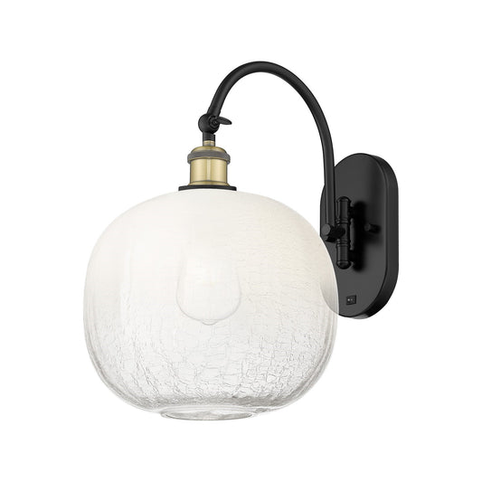 Innovations Brookhaven Sphere 11in 1-Light Wall Sconce | Industrial Black Antique Brass and Opal Glass | Hallway & Bedroom | Model 918-1W-BAB-G481-10OP