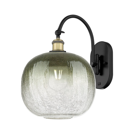 Innovations Brookhaven Sphere 11in 1-Light Wall Sconce | Industrial Black Antique Brass and Slate Glass | Hallway & Bedroom | Model 918-1W-BAB-G481-10SL